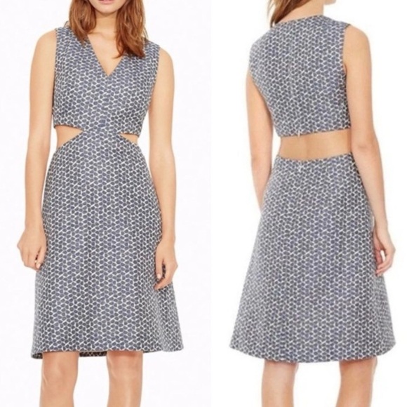 Tory Burch Dresses & Skirts - Tory Burch Navy Tessera Cut-out Dress Sateen Jacquard Size 2